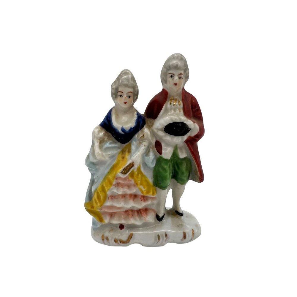 Vintage Made In Occupied Japan Porcelain Colonial Couple Figurine 3.5"